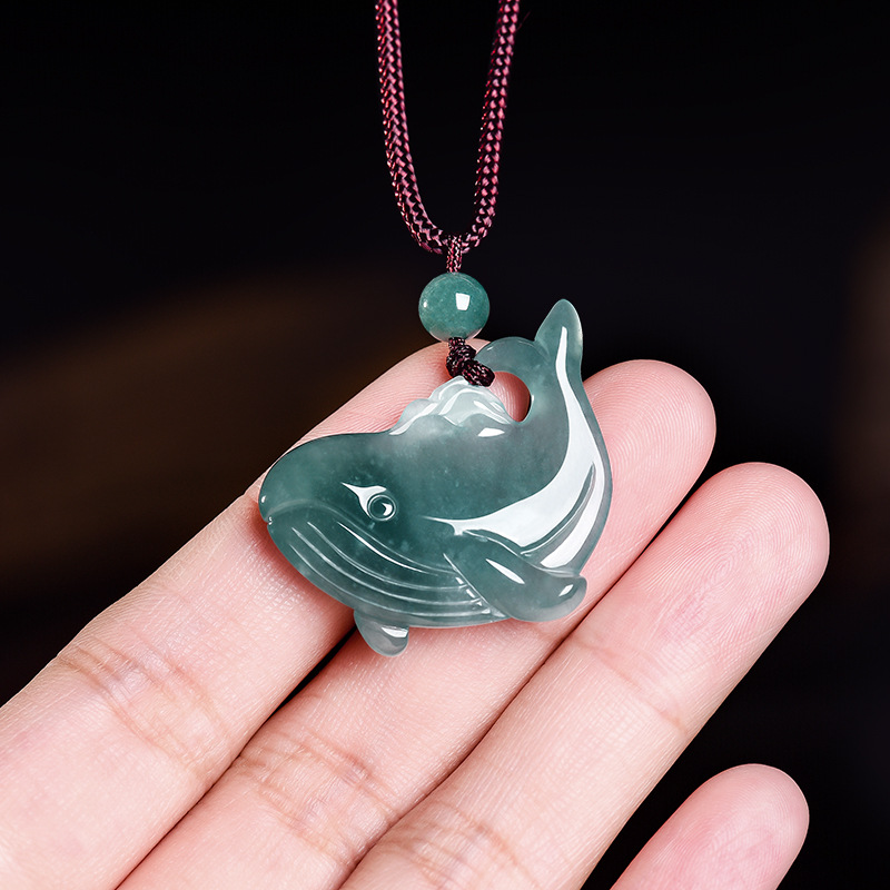 Jewelry & Watches Sp Z Oo Janów Lubelski - Natural Burmese Jadeite Whale Pendant Necklace