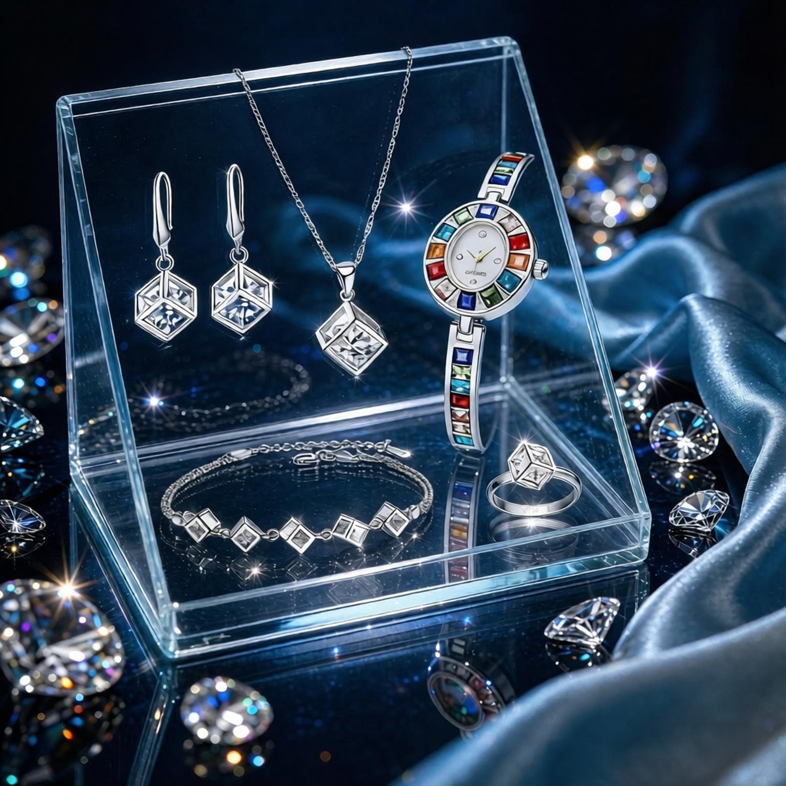 Best Jewelry Watches Women - Luxury 925 Sterling Silver Geometry Crystal