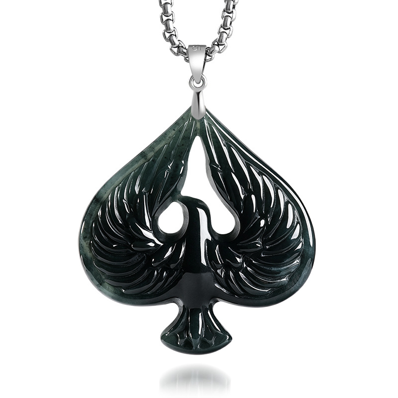 Jewelry & Watches Sp Z Oo Janów Lubelski - S925 Silver Natural Jade Black Chicken