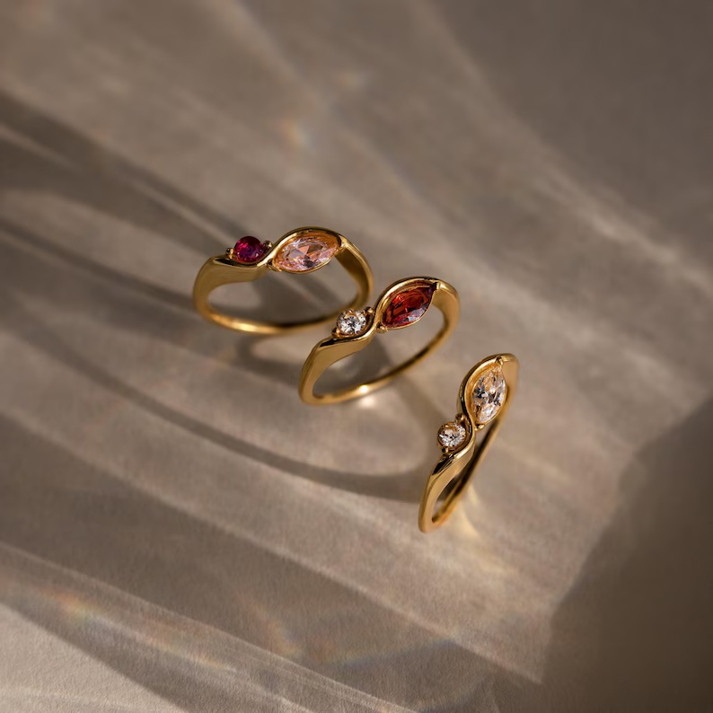 DOREMI Waterproof Tarnish Resi - Birthstone Ring Set ulasan dan harga