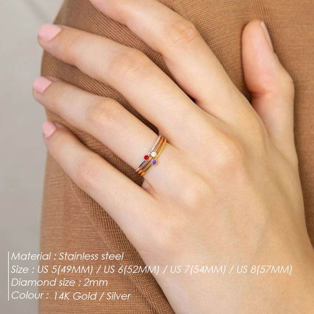 EMANCO Stainless Steel Birthst - Birthstone Ring Set ulasan dan harga