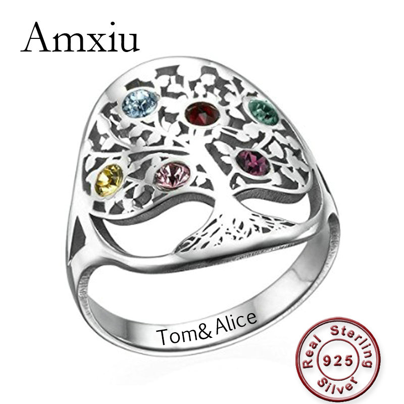 Amxiu Personalized Tree Ring w - Birthstone Ring Set ulasan dan harga