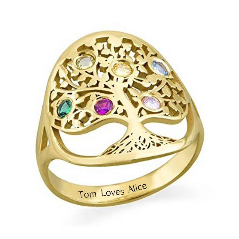 Amxiu Personalized Tree Ring w - Birthstone Ring Set ulasan dan harga