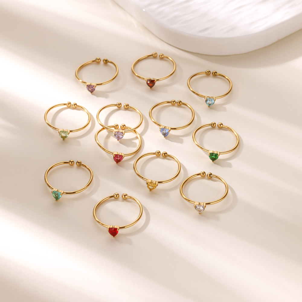 12 Birthstone Zirconia Heart R - Birthstone Ring Set ulasan dan harga