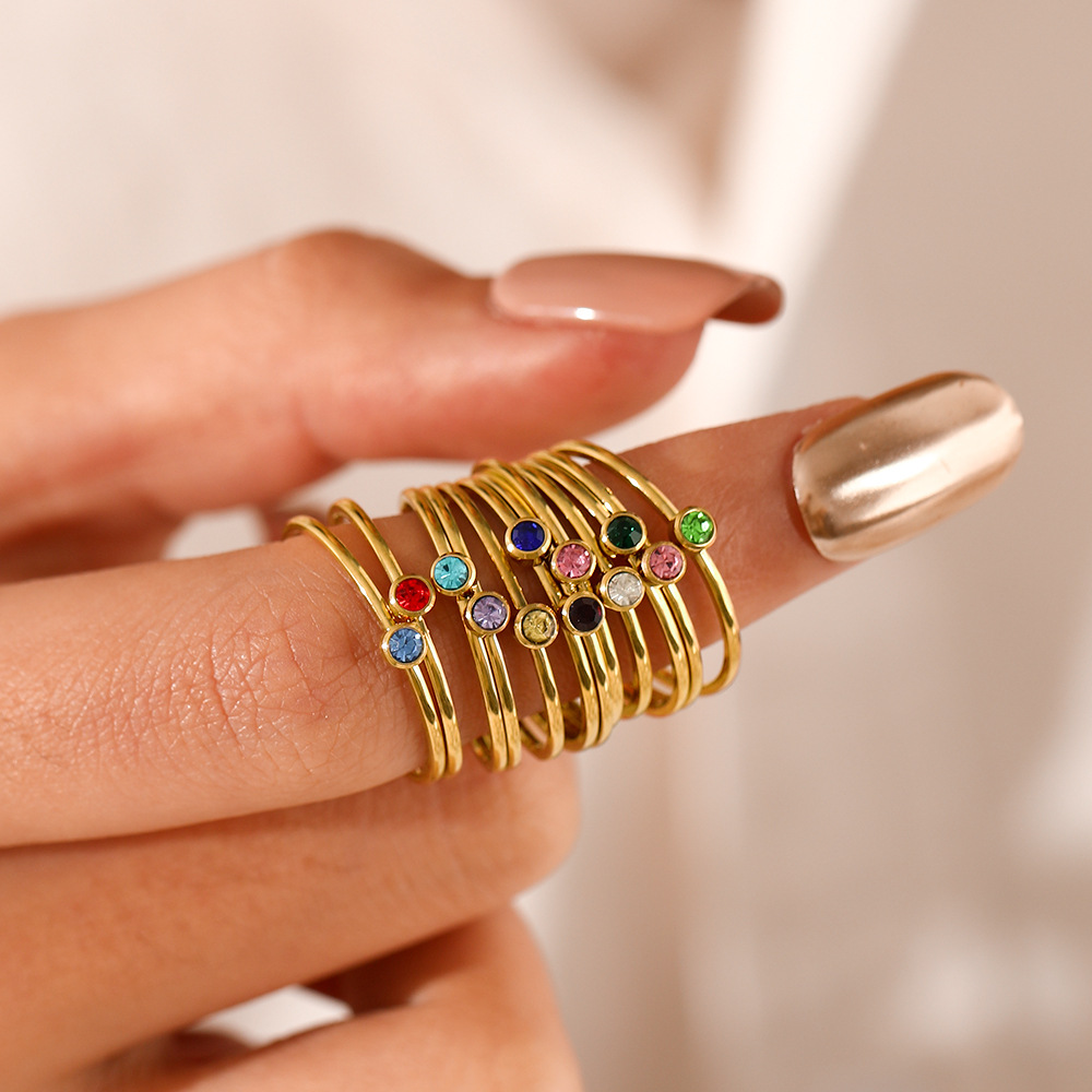 Stainless Steel Birthstone Rin - Birthstone Ring Set ulasan dan harga