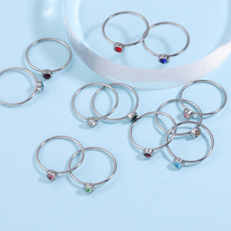 Stainless Steel Birthstone Rin - Birthstone Ring Set ulasan dan harga