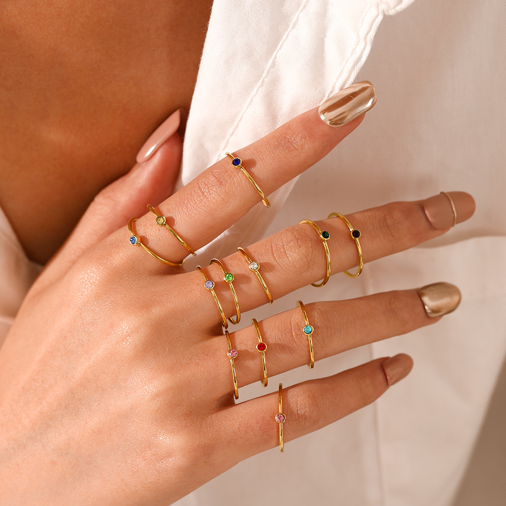 Stainless Steel Birthstone Rin - Birthstone Ring Set ulasan dan harga