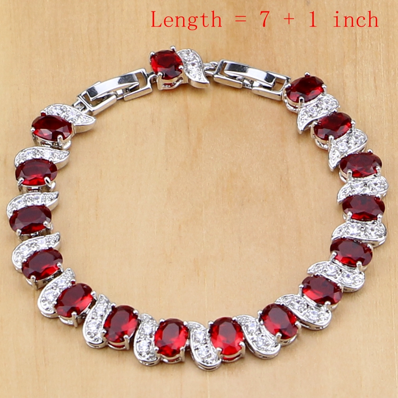 Natural 925 Silver Jewelry Red - Birthstone Ring Set ulasan dan harga