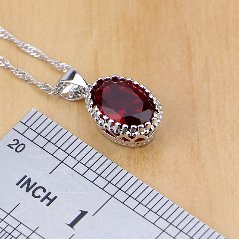 Natural 925 Silver Jewelry Red - Birthstone Ring Set ulasan dan harga