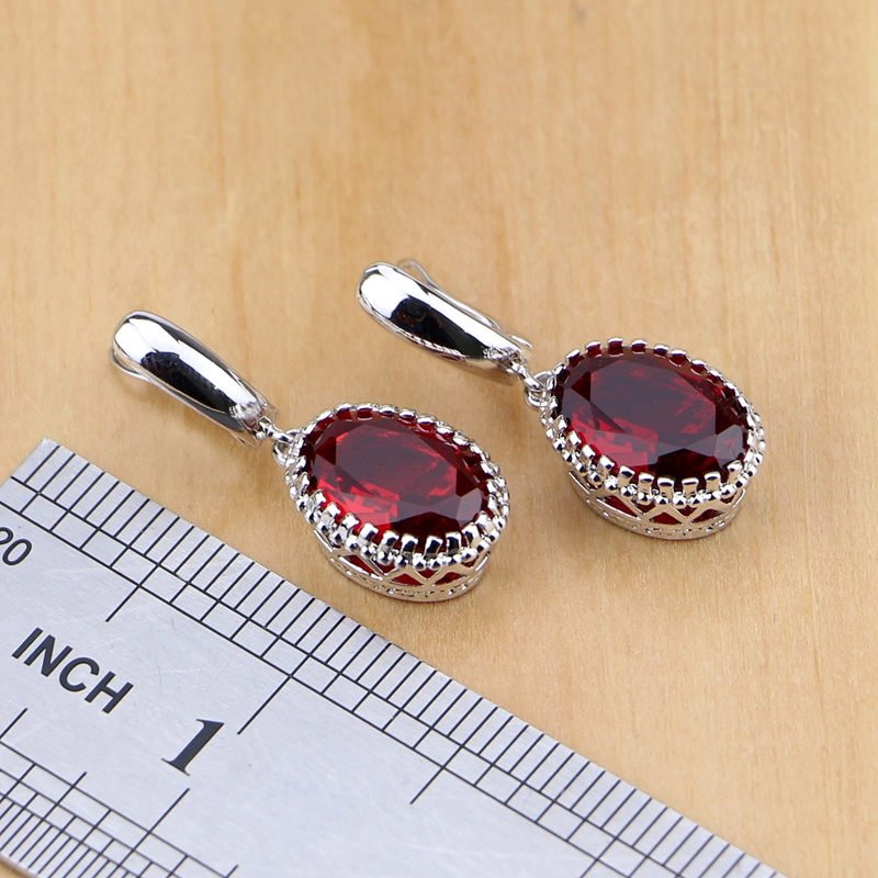 Natural 925 Silver Jewelry Red - Birthstone Ring Set ulasan dan harga