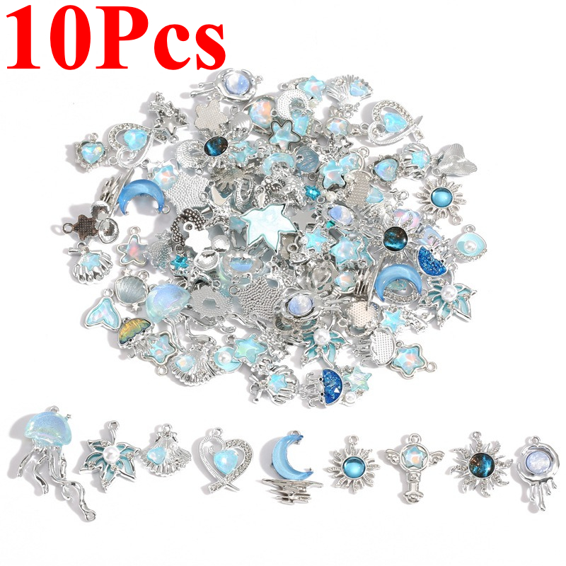 10Pcs Silver-plated Alloy Crys - Moon Star Earrings ulasan dan harga