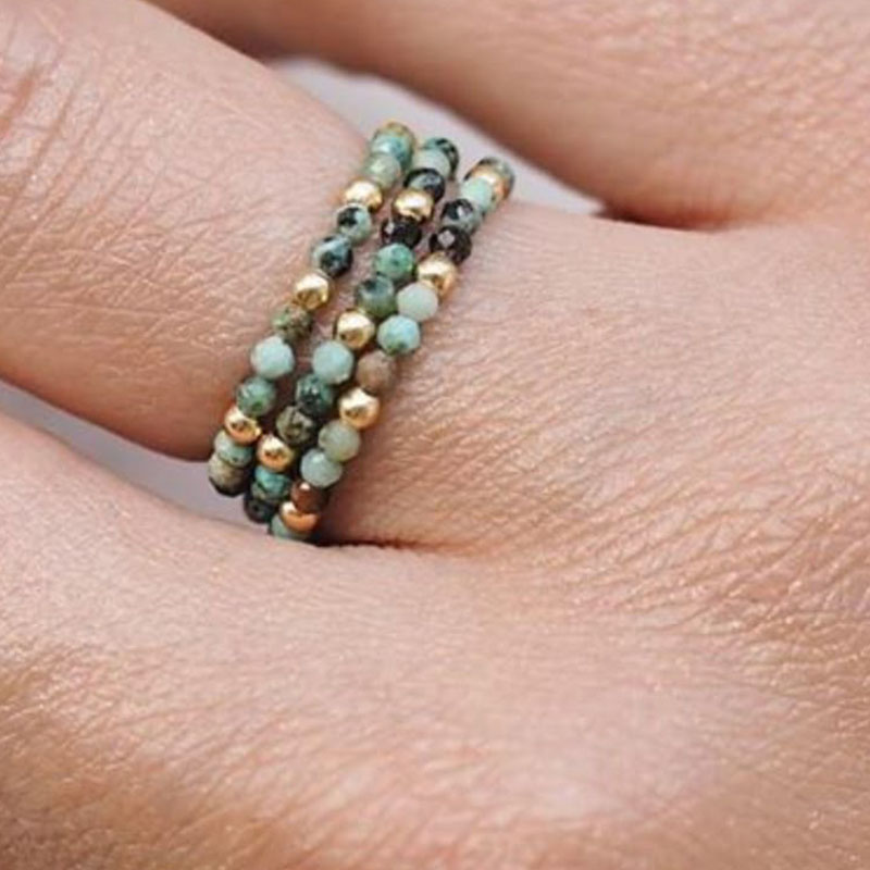 Crystal Ring Stackable  Bead   - Birthstone Ring Set ulasan dan harga