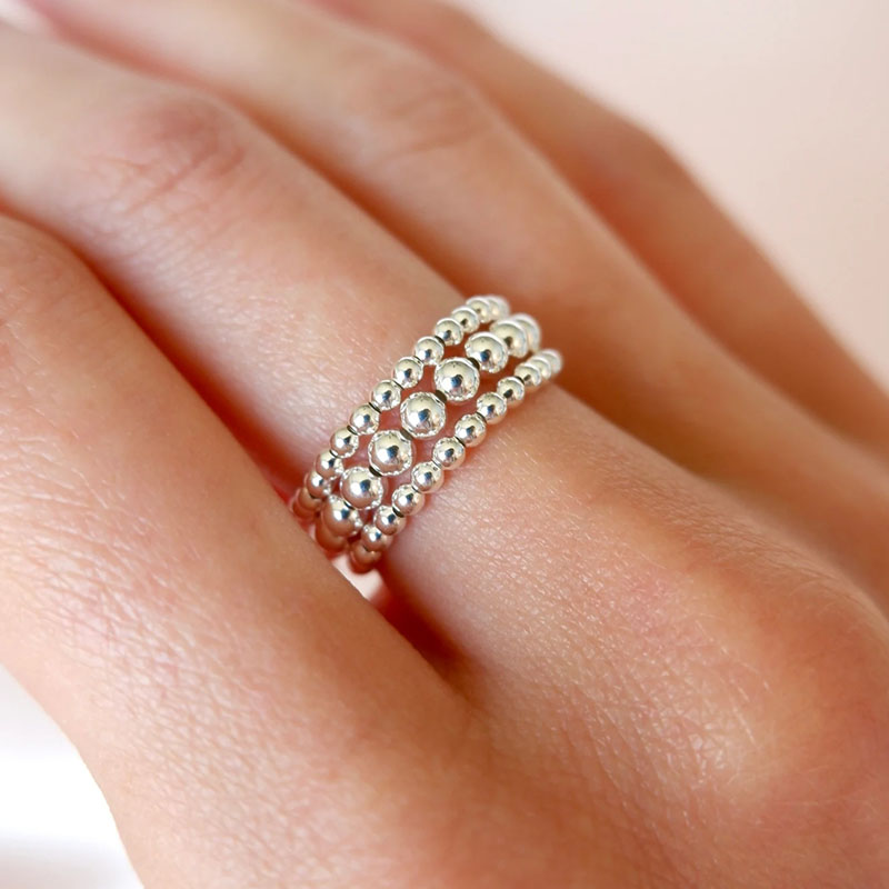 Crystal Ring Stackable  Bead   - Birthstone Ring Set ulasan dan harga