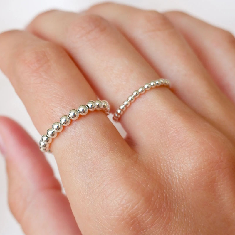 Crystal Ring Stackable  Bead   - Birthstone Ring Set ulasan dan harga