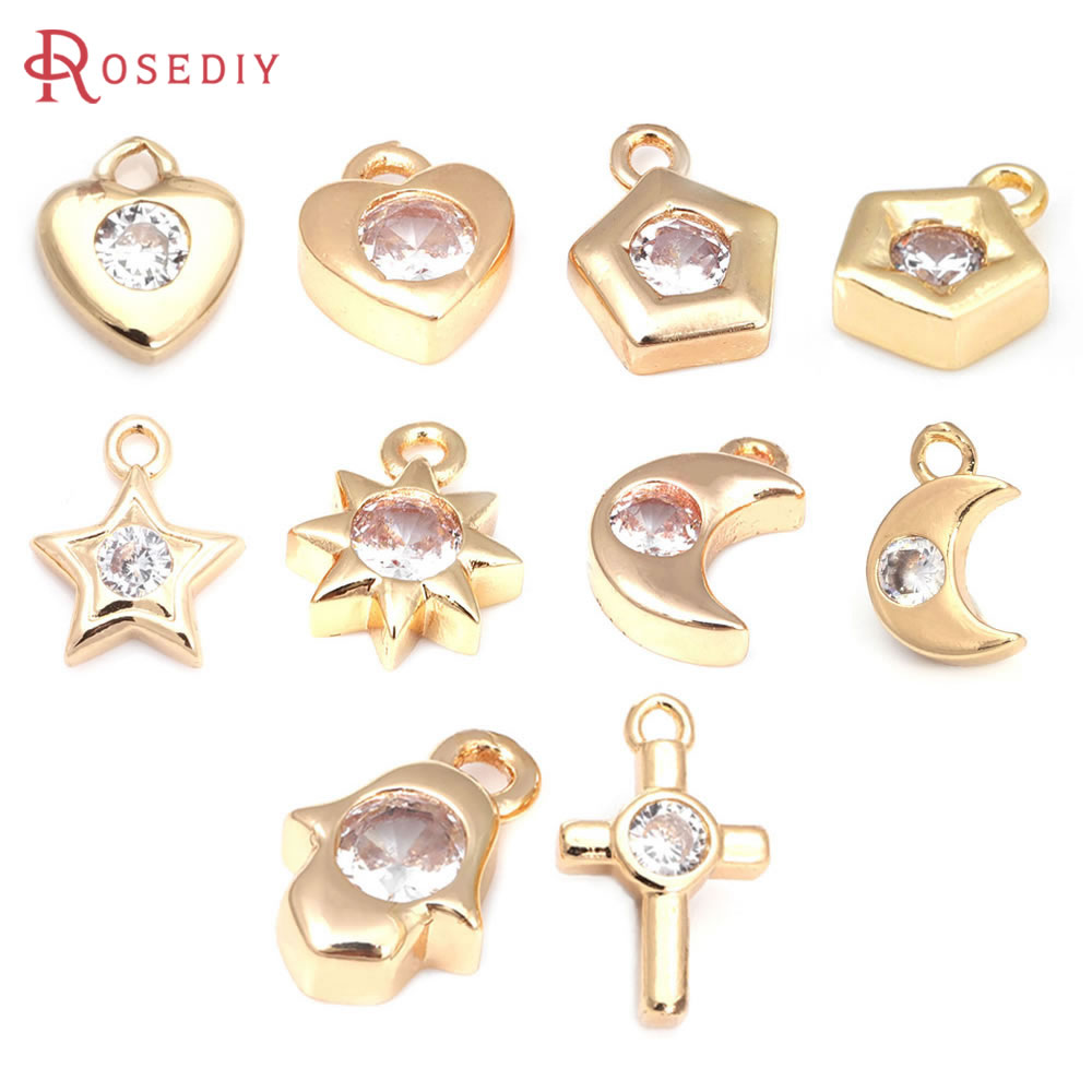 18K Gold Color Brass Zircon Cr - Moon Star Earrings ulasan dan harga